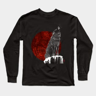 Wolf Red Moon Long Sleeve T-Shirt